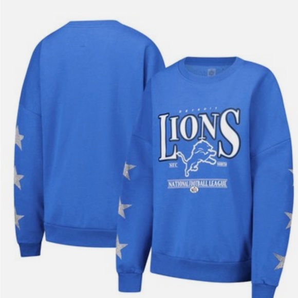 gameday couture Sweaters - Blue Detroit Lions Crewneck Sweater